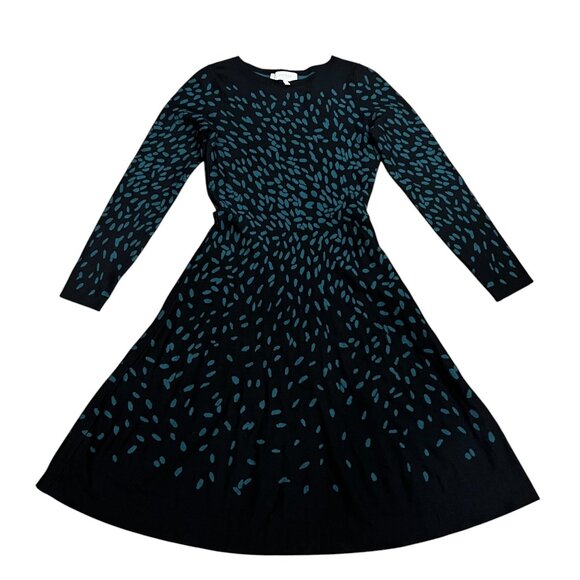 HOBBS Jodie Fit & Flare Jacquard Knit Dress, Black Teal, 2 - Picture 1 of 10